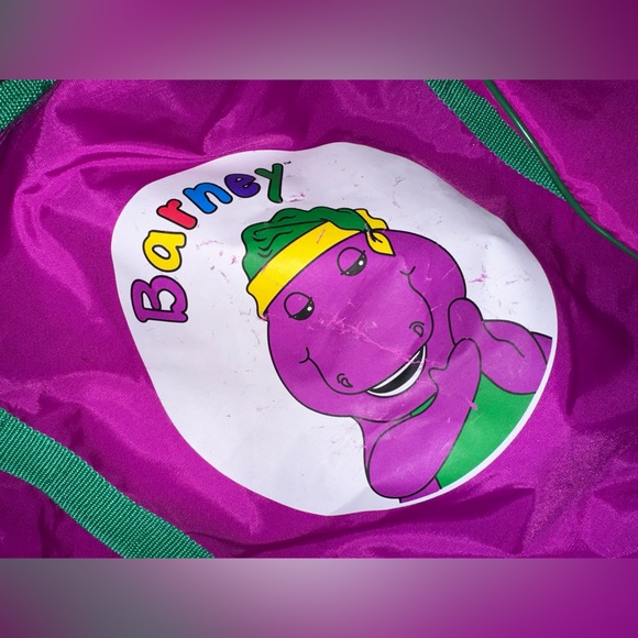 Vintage Barney Slumber Tote Bibb Company Lyons Group 1992 duffel Bag RARE Purple - Picture 3 of 4